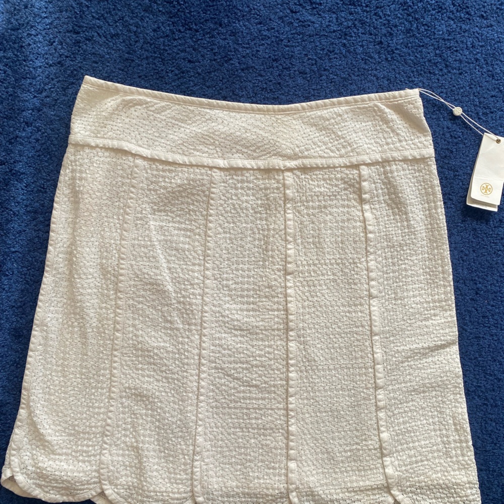Tory Burch Cream Textured Mini Skirt